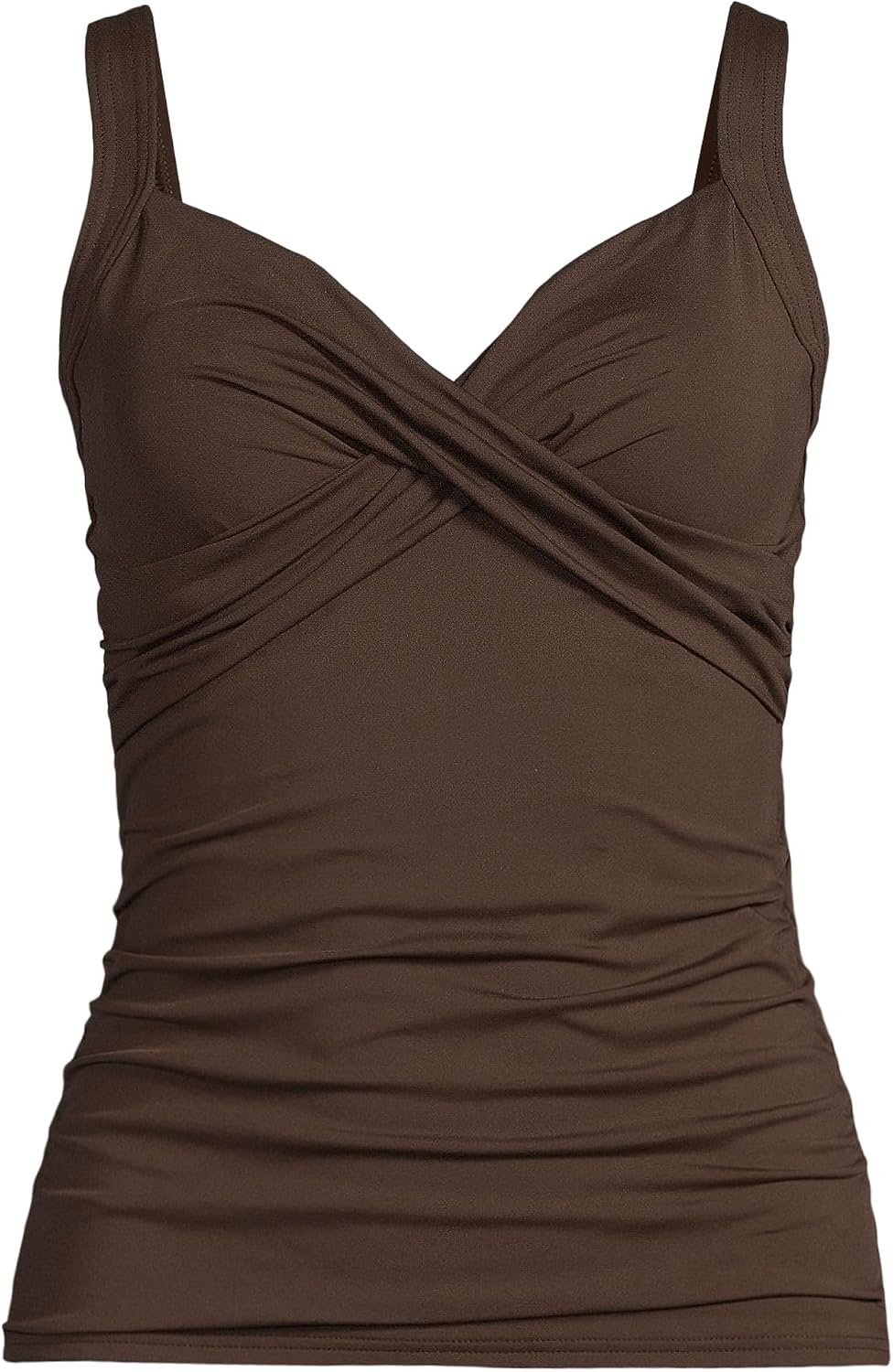 image:imageLands End Womens Chlorine Resistant Wrap Tankini Swimsuit TopRich Coffee