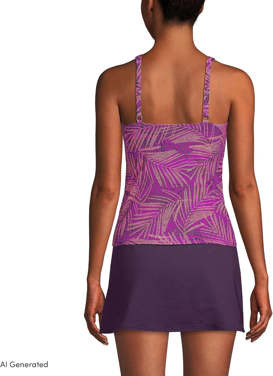 image:imageLands End Womens Chlorine Resistant Wrap Tankini Swimsuit TopViolet Rose Stipple Palm