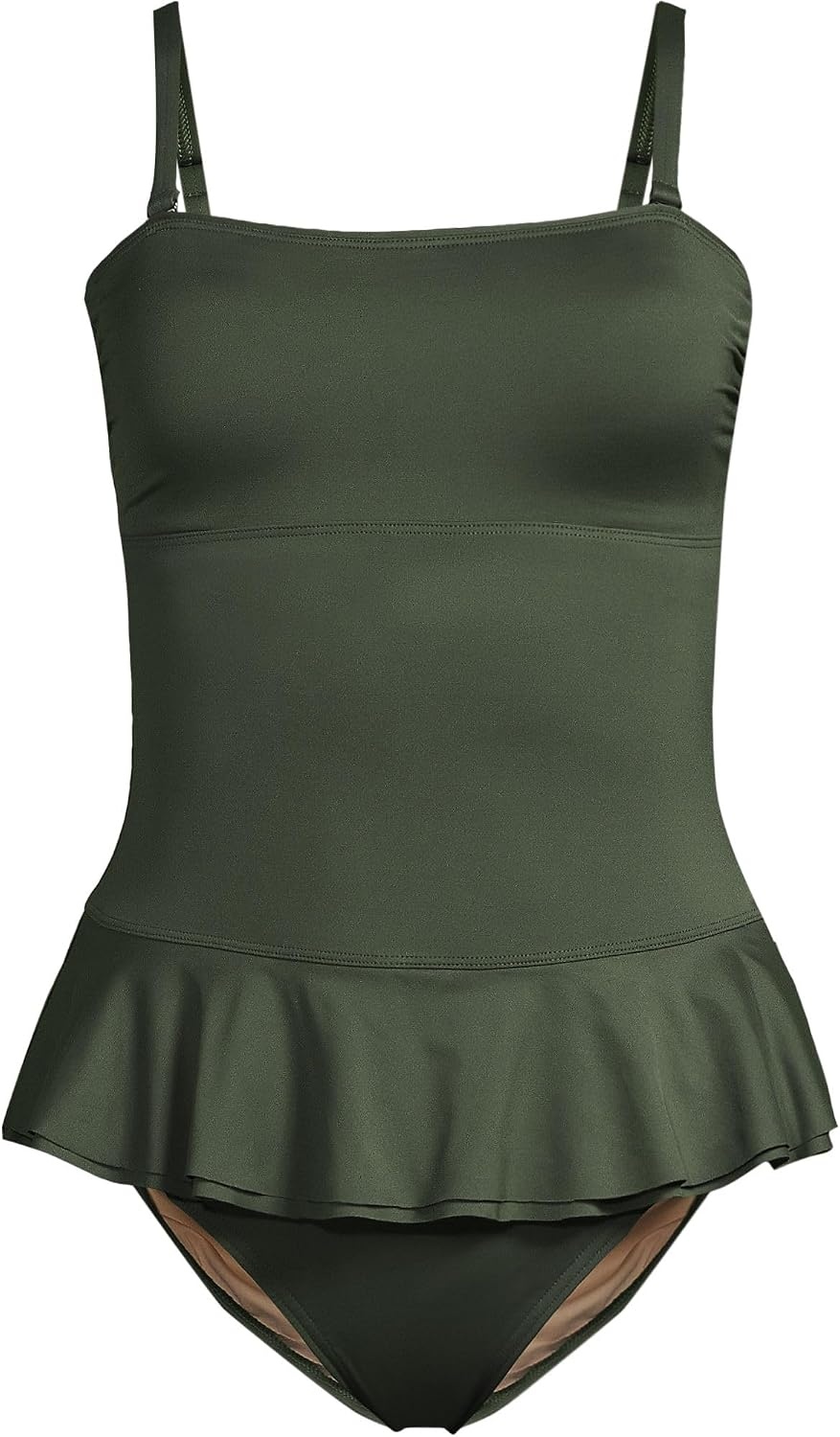 image:imageLands End Womens Ruffle Bandeau SwimsuitRich Olive Green