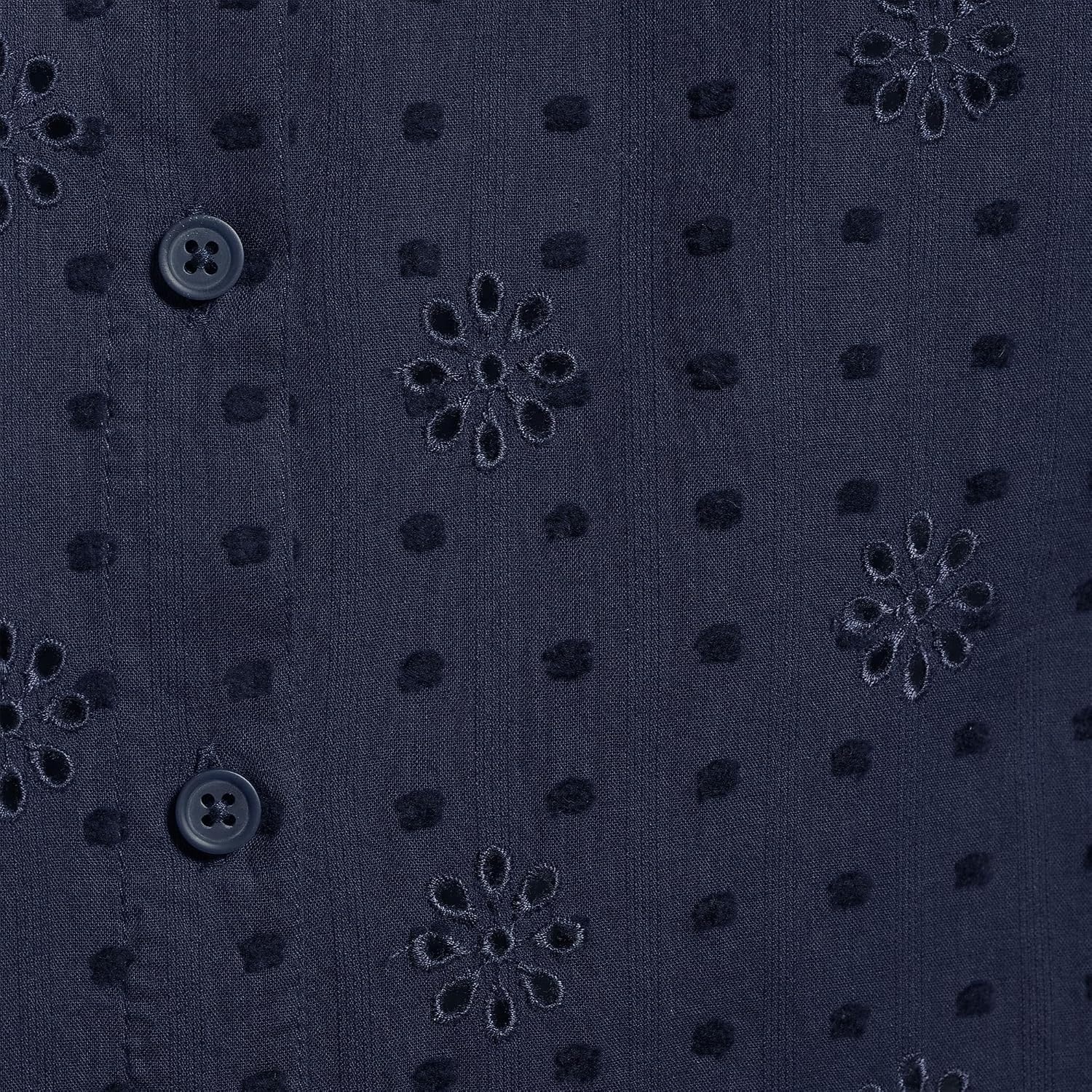 image:imageWomens Eyelet Button Down Maxi Coverup DressDeep Sea Navy