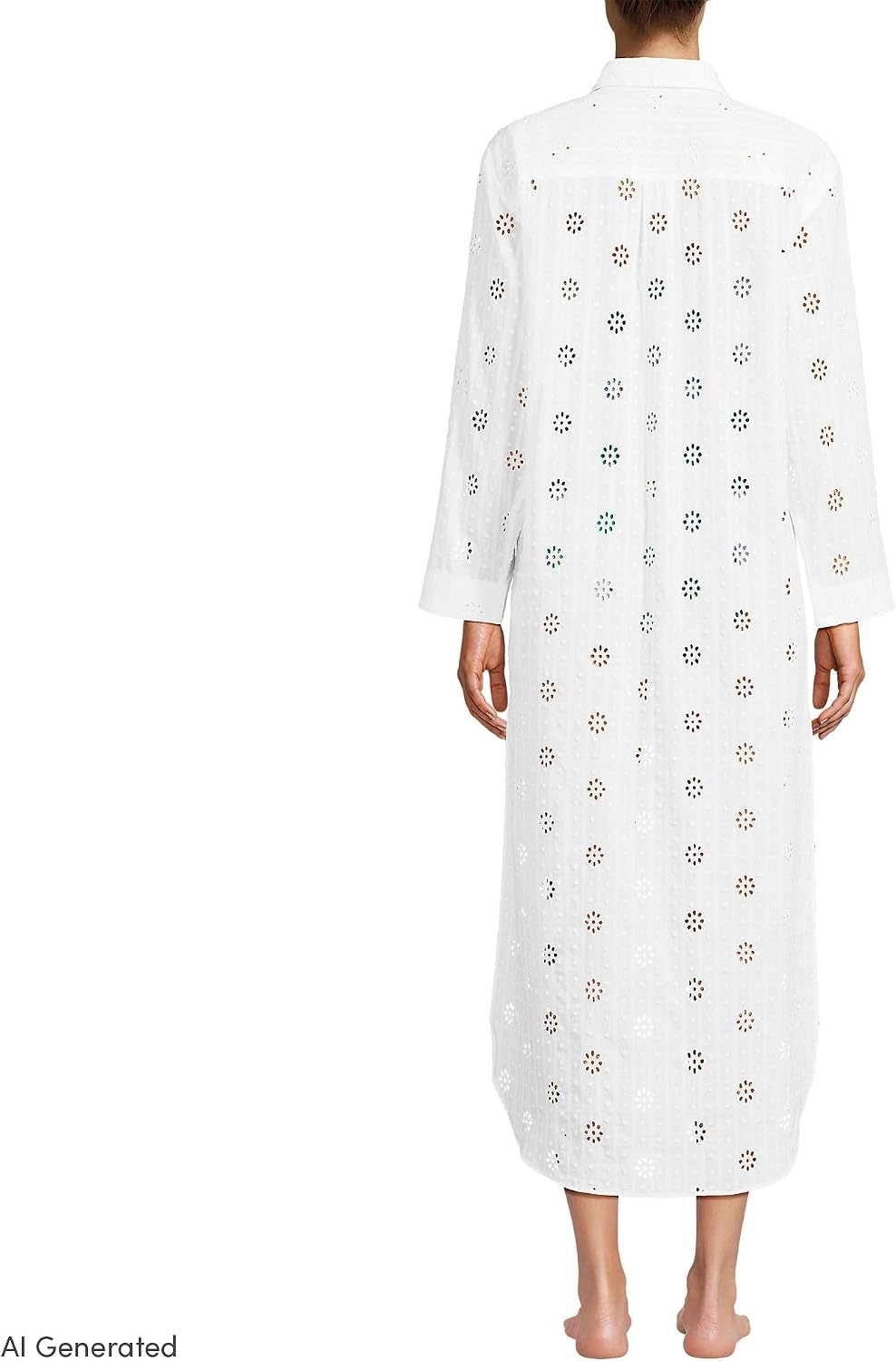 image:imageWomens Eyelet Button Down Maxi Coverup DressWhite