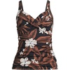 Lands’ End Women’s Chlorine Resistant Wrap Tankini Swimsuit Top(Black Floral Palm)