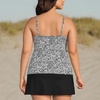 Lands’ End Women’s Chlorine Resistant Wrap Tankini Swimsuit Top(Black/White Decor Paisley)