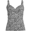 Lands’ End Women’s Chlorine Resistant Wrap Tankini Swimsuit Top(Black/White Decor Paisley)
