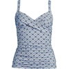 Lands’ End Women’s Chlorine Resistant Wrap Tankini Swimsuit Top(Lake Blue Geo Floral)