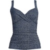 Lands’ End Women’s Chlorine Resistant Wrap Tankini Swimsuit Top(Navy/Blue Ditsy Floral)