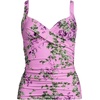Lands’ End Women’s Chlorine Resistant Wrap Tankini Swimsuit Top(Pink/White Blooms)