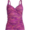 Lands’ End Women’s Chlorine Resistant Wrap Tankini Swimsuit Top(Violet Rose Stipple Palm)