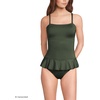 Lands’ End Women’s Ruffle Bandeau Swimsuit(Rich Olive Green)