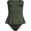 Lands’ End Women’s Ruffle Bandeau Swimsuit(Rich Olive Green)