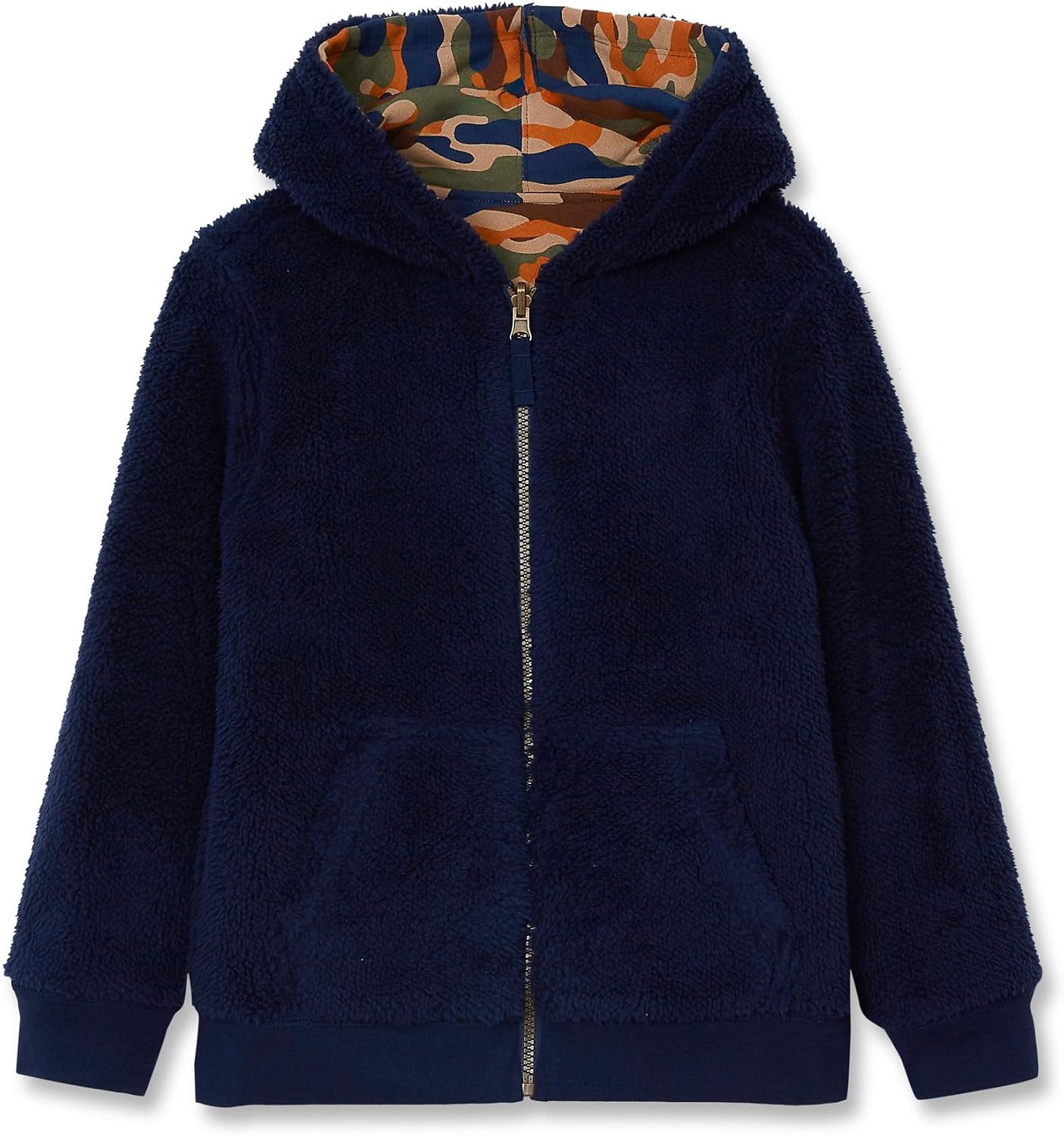 image:imageLands End Kids High Pile Lined Zip HoodieCamoNavy