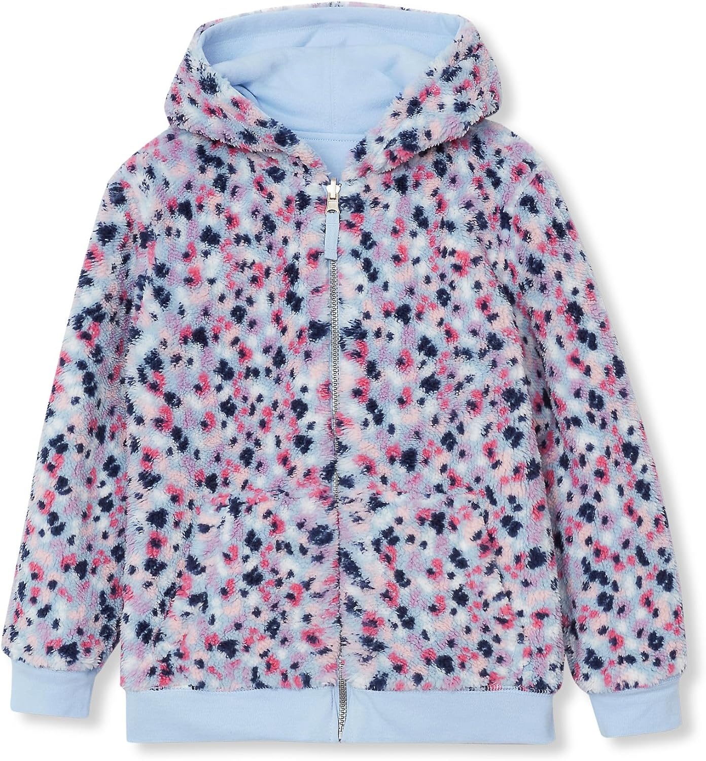 image:imageLands End Kids High Pile Lined Zip HoodieCheetahSky Blue