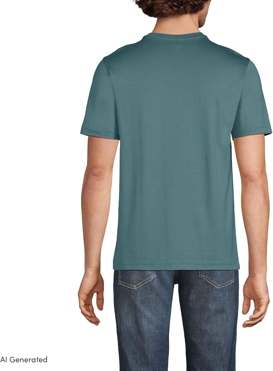 image:imageLands End Mens Short Sleeve AmericanGrown Supima Cotton Tee with PocketTourmaline