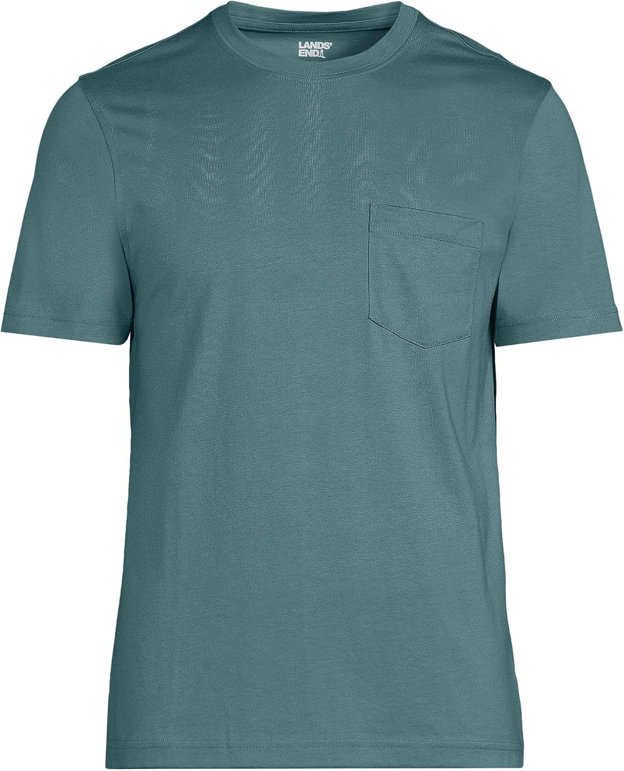 image:imageLands End Mens Short Sleeve AmericanGrown Supima Cotton Tee with PocketTourmaline