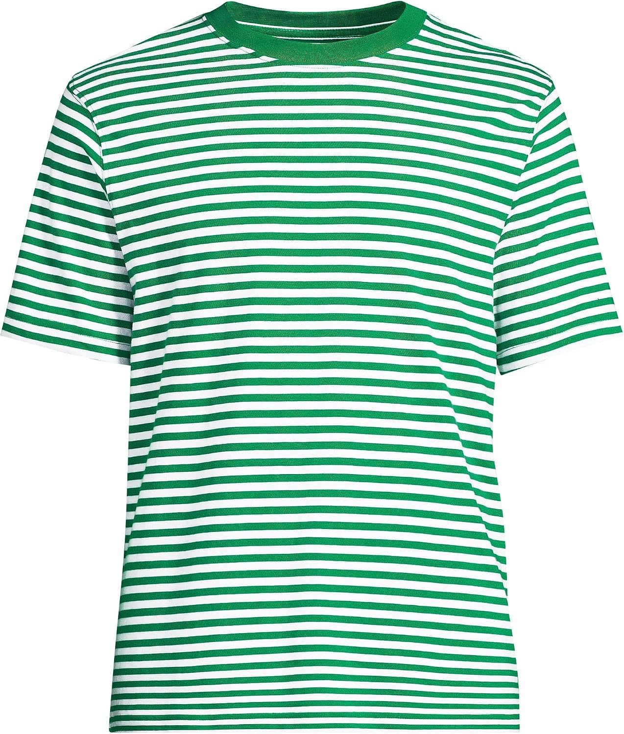image:imageLands End Mens SuperT Short Sleeve TShirtVibrant CloverWhite Stripe