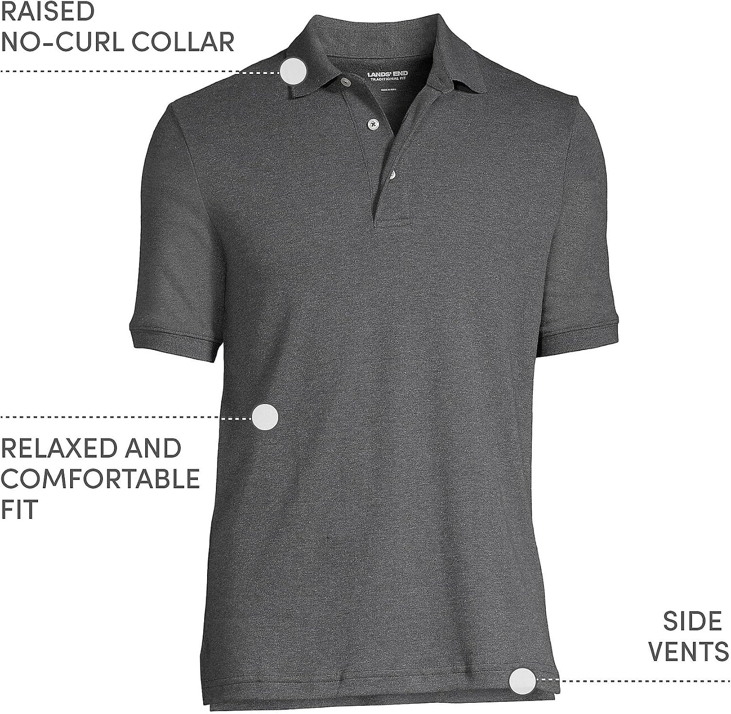 image:imageLands End Mens Supima Cotton Polo ShirtDark Charcoal Heather
