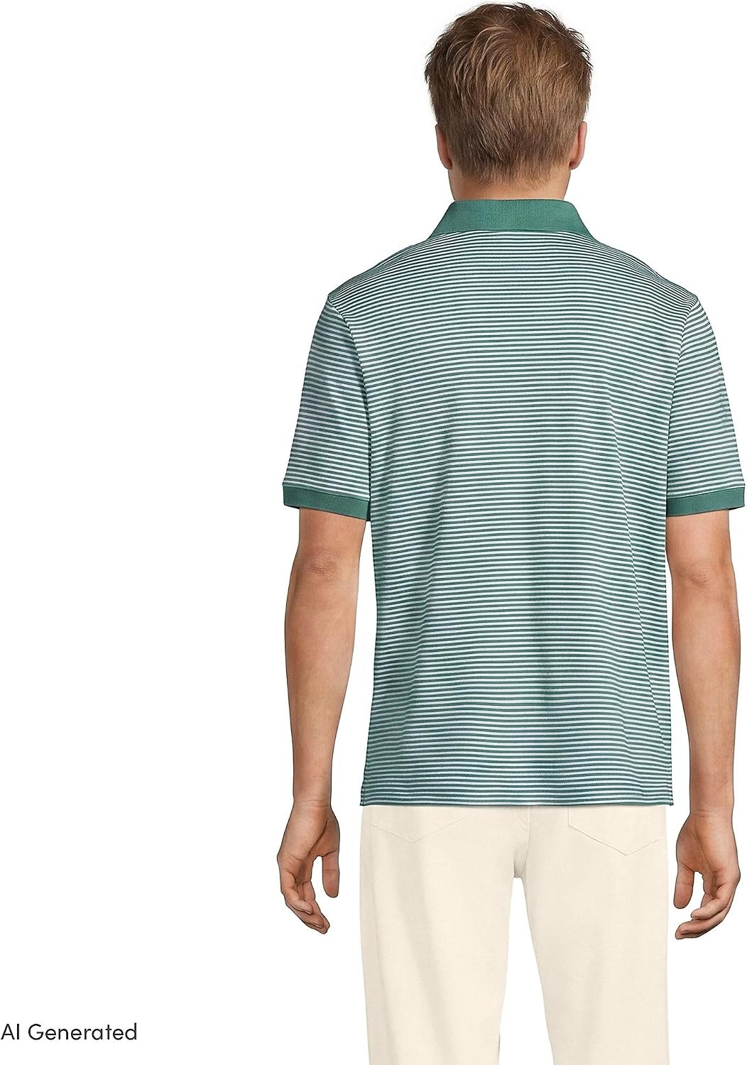 image:imageLands End Mens Supima Cotton Polo ShirtMineral Aqua Stripe