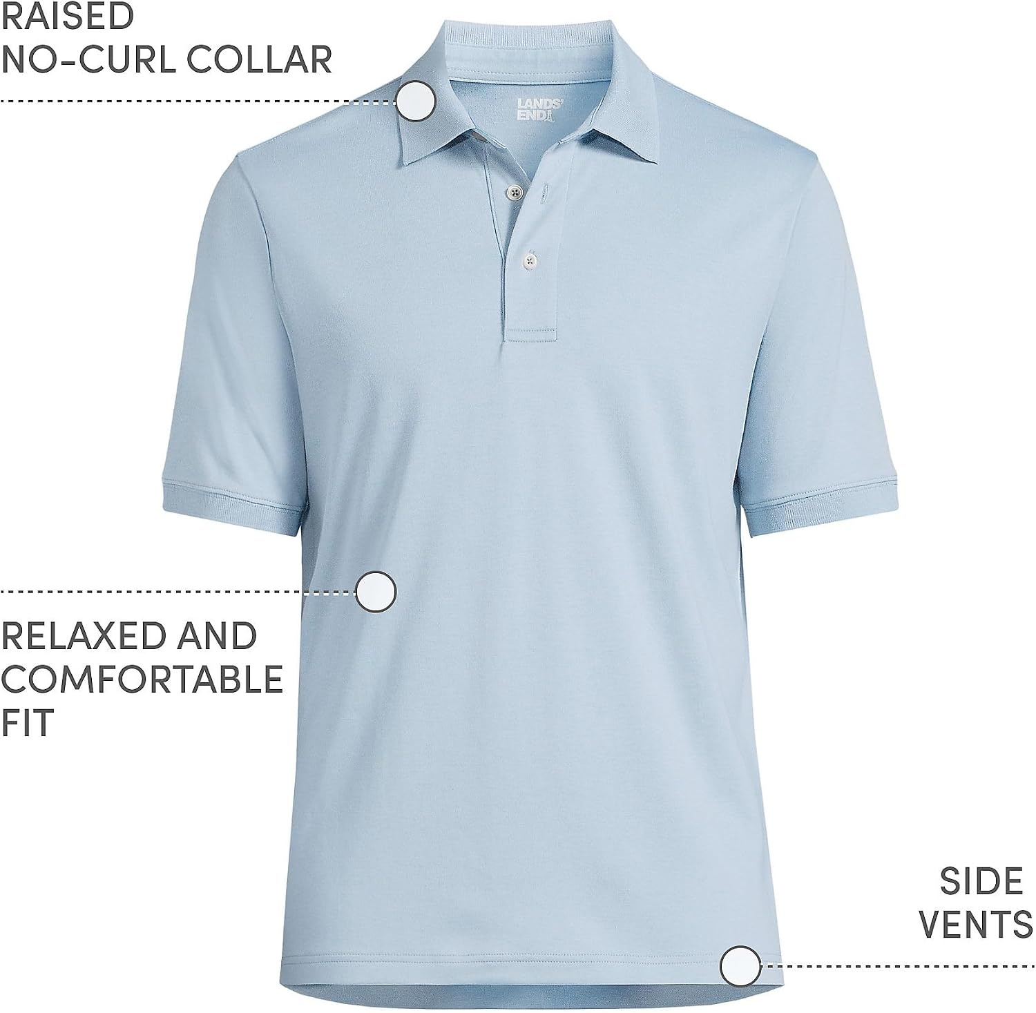 image:imageLands End Mens Supima Cotton Polo ShirtPale Slate Blue