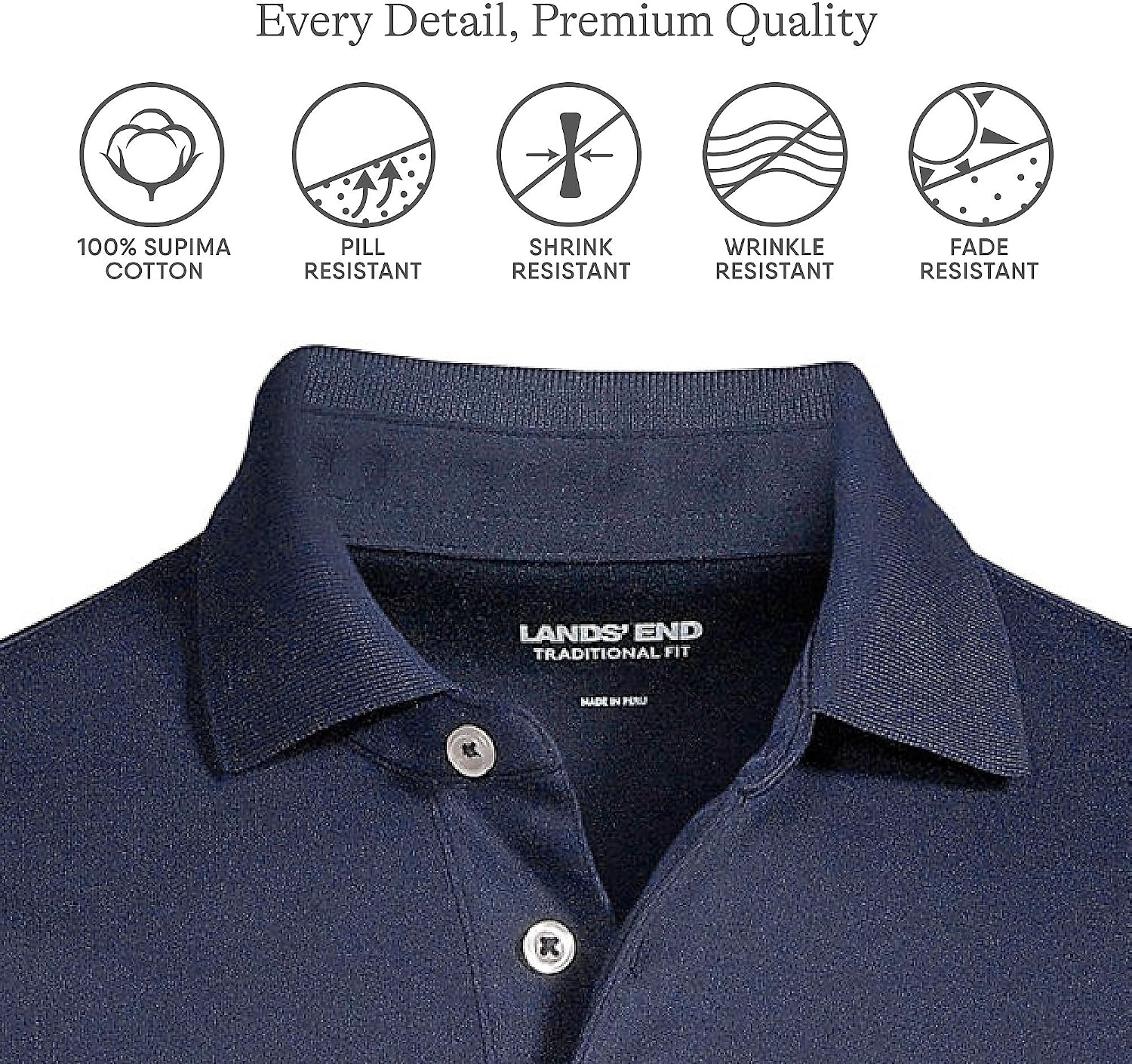image:imageLands End Mens Supima Cotton Polo ShirtRadiant Navy