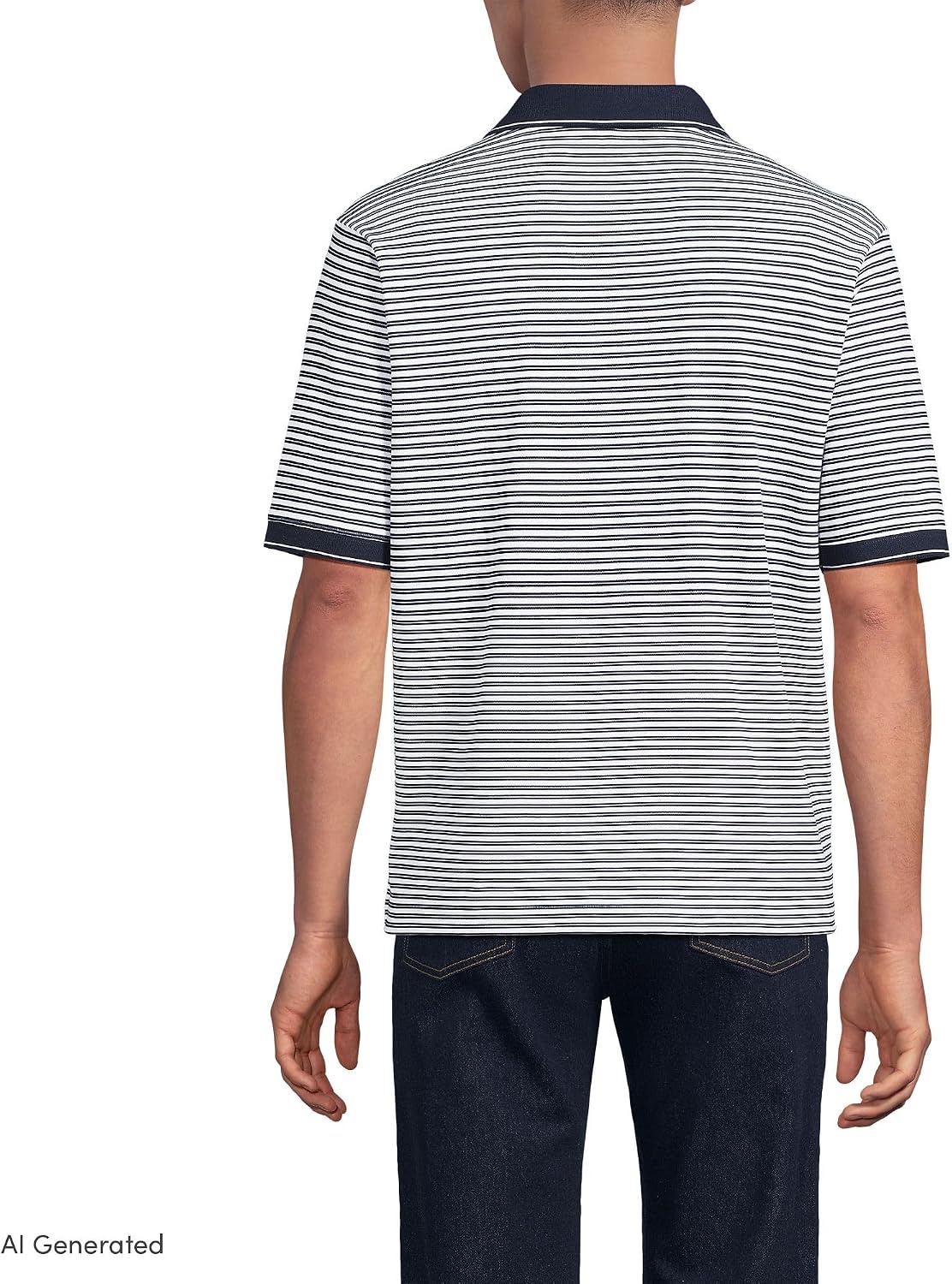 image:imageLands End Mens Supima Cotton Polo ShirtRadiant Navy Double Stripe