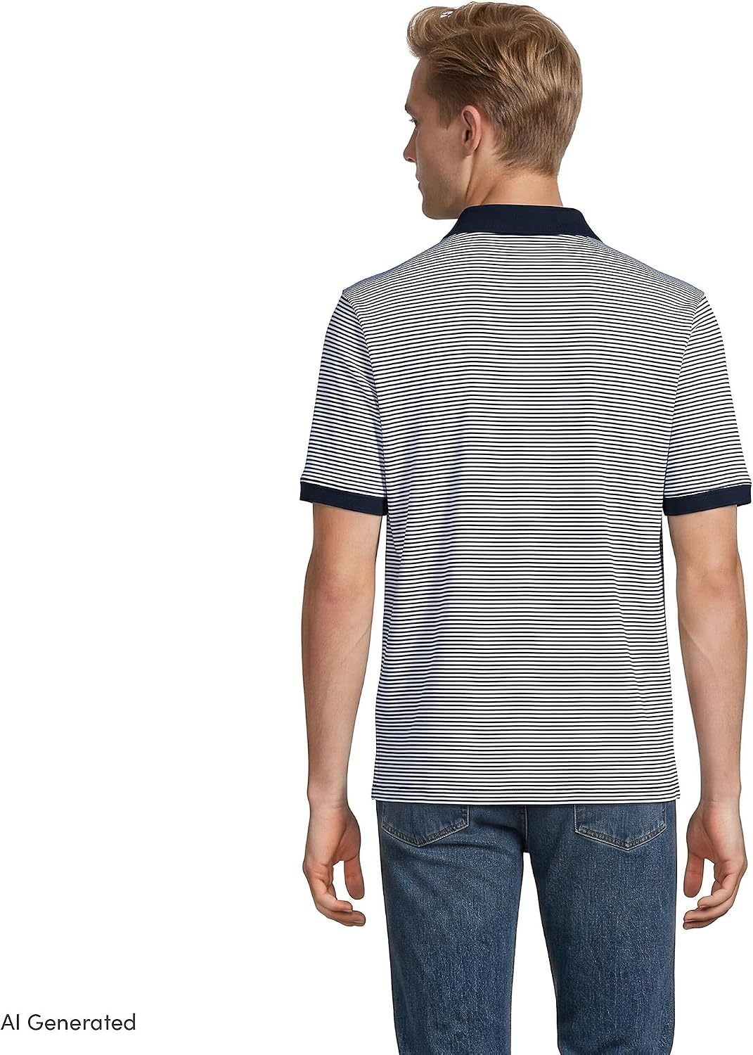 image:imageLands End Mens Supima Cotton Polo ShirtRadiant Navy Micro Stripe