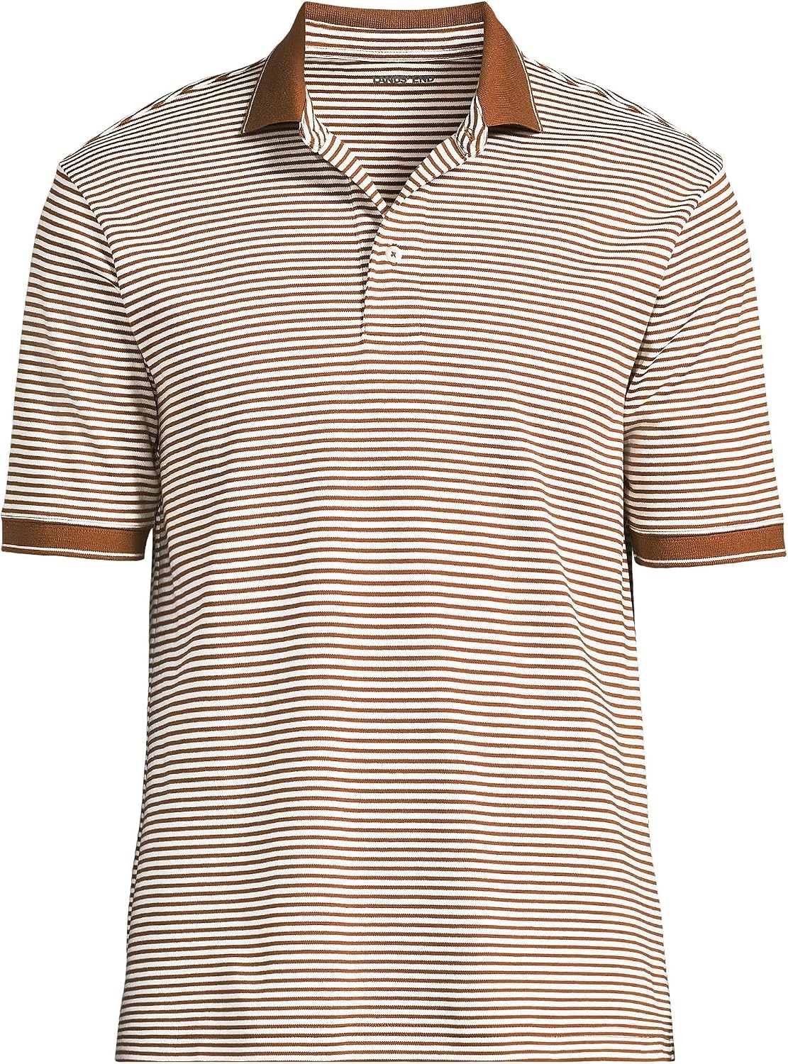image:imageLands End Mens Supima Cotton Polo ShirtRich Ginger Brown Stripe