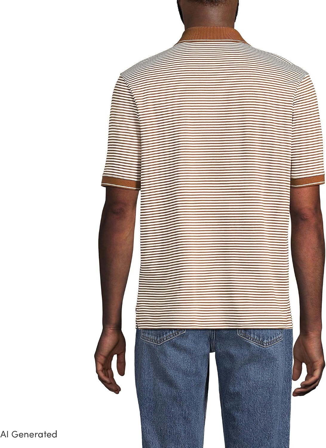 image:imageLands End Mens Supima Cotton Polo ShirtRich Ginger Brown Stripe
