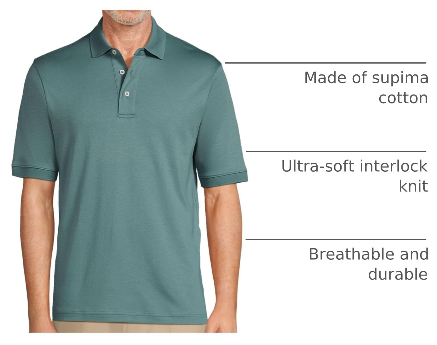image:imageLands End Mens Supima Cotton Polo ShirtTourmaline