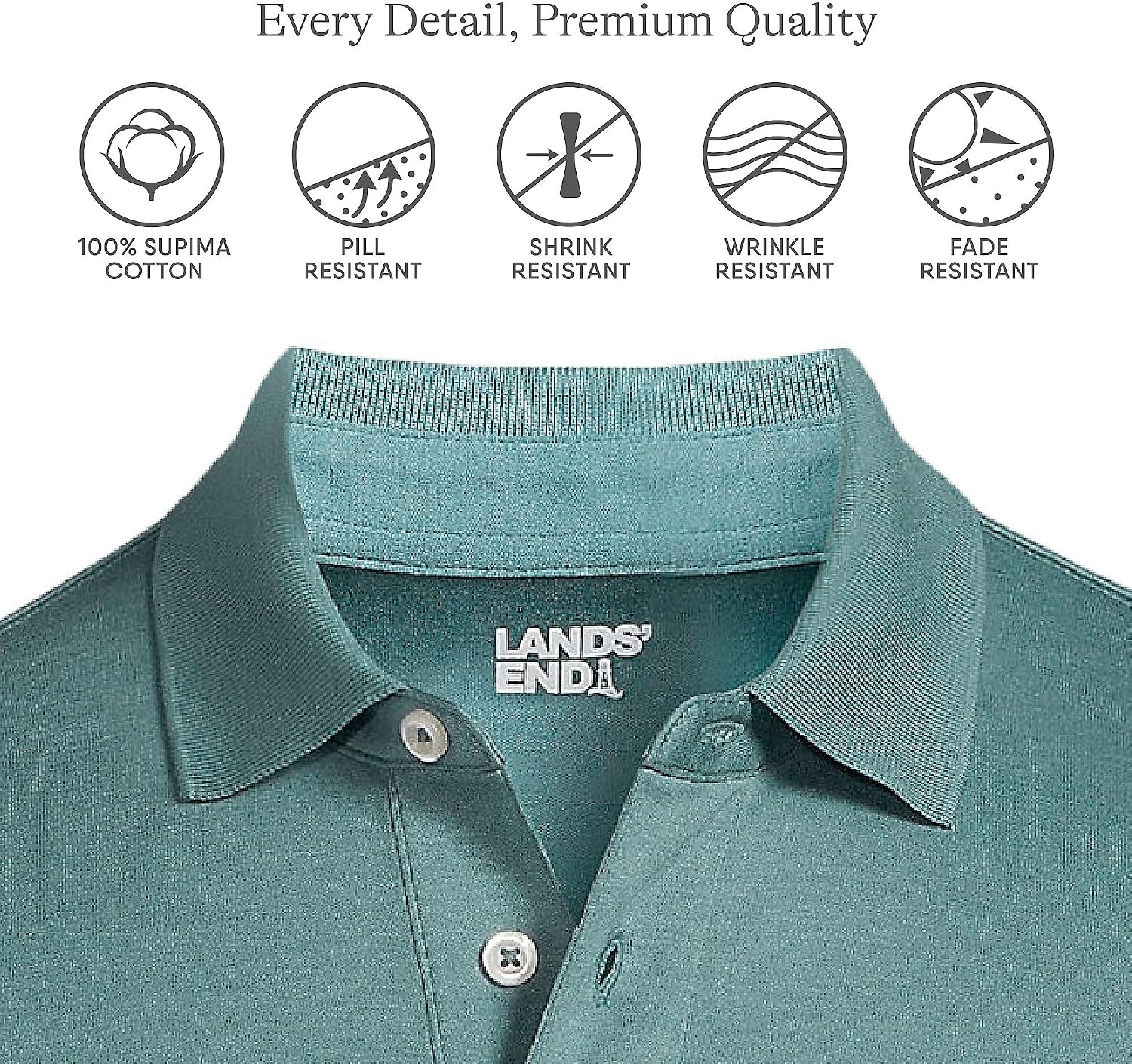 image:imageLands End Mens Supima Cotton Polo ShirtTourmaline