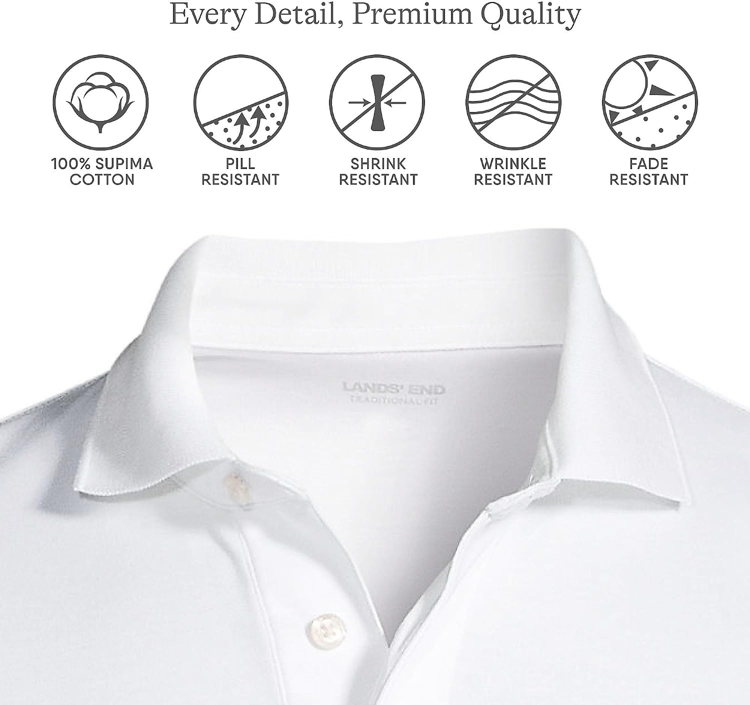 image:imageLands End Mens Supima Cotton Polo ShirtWhite