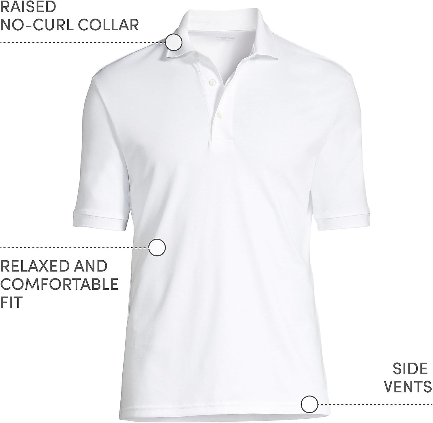 image:imageLands End Mens Supima Cotton Polo ShirtWhite