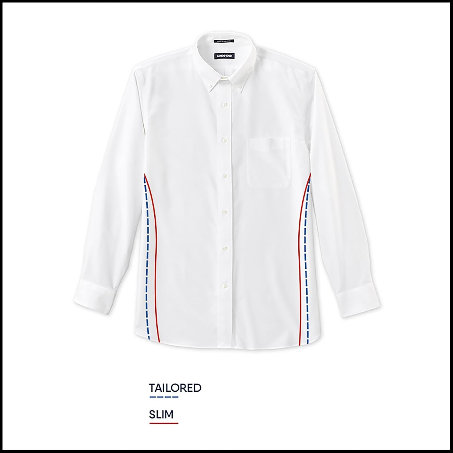 image:imageLands End Mens Tailored Fit No Iron Solid AmericanGrown Supima Cotton Oxford Dress ShirtBlue