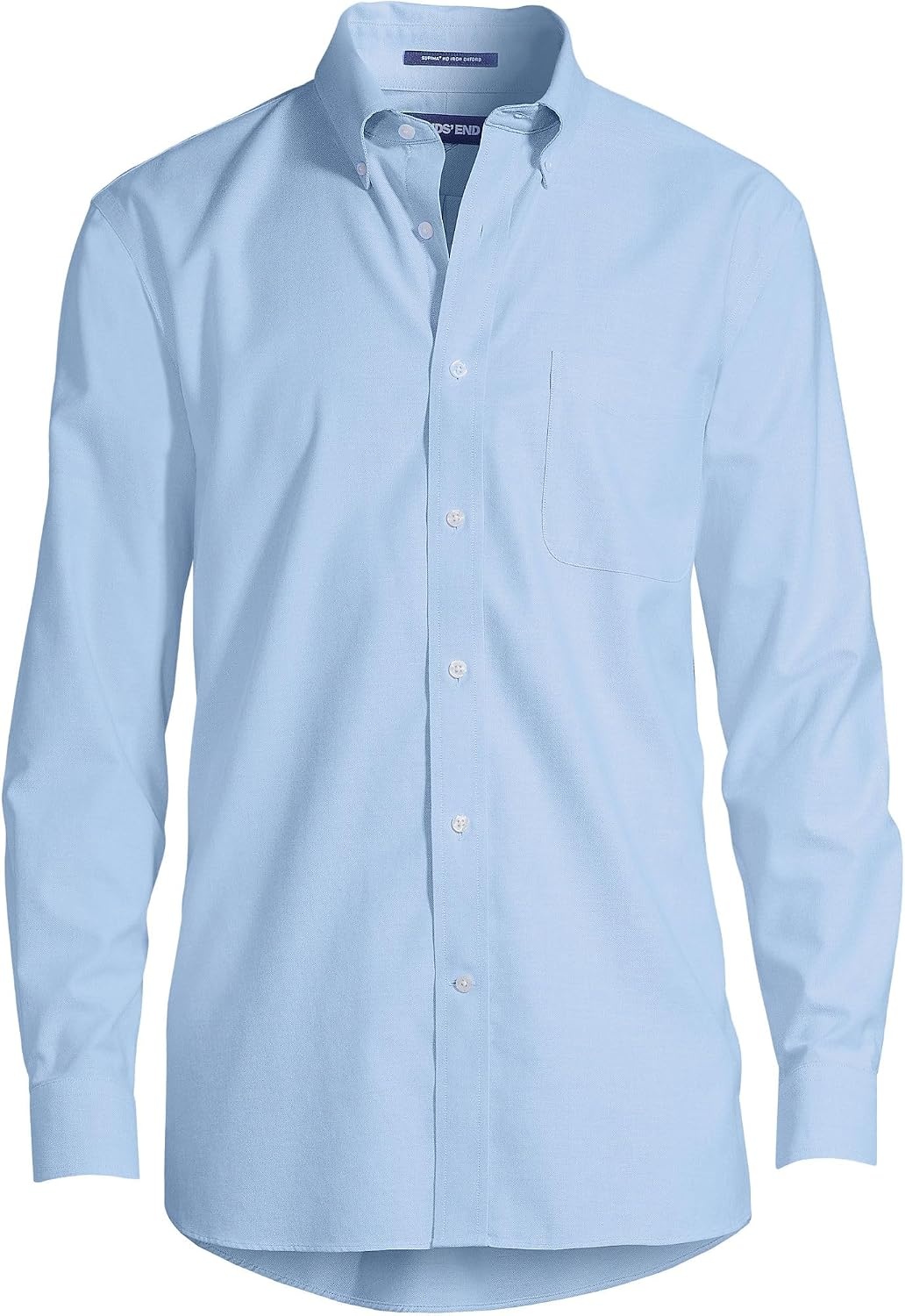 image:imageLands End Mens Tailored Fit No Iron Solid AmericanGrown Supima Cotton Oxford Dress ShirtBlue
