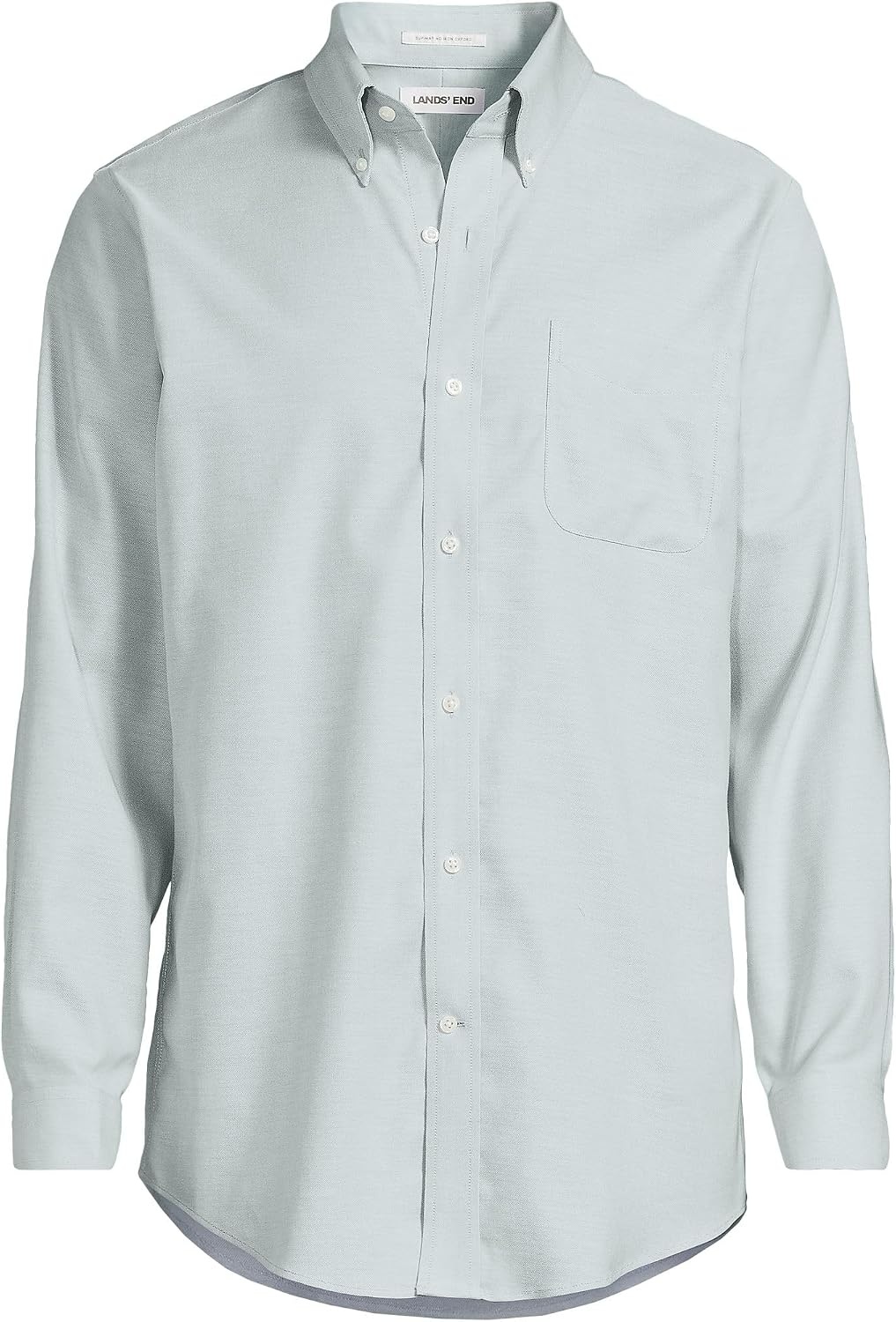 image:imageLands End Mens Tailored Fit No Iron Solid AmericanGrown Supima Cotton Oxford Dress ShirtPale Eucalyptus