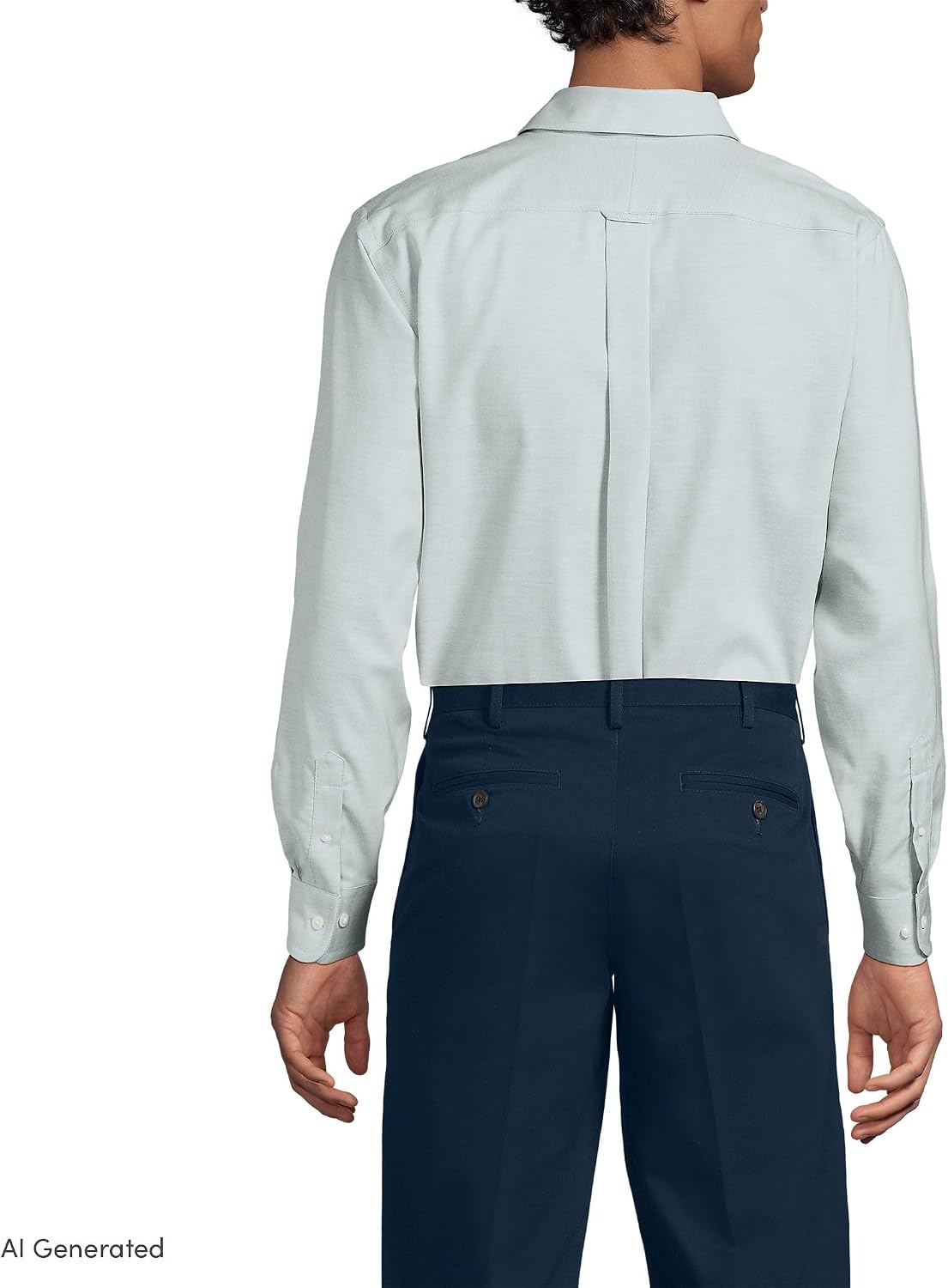image:imageLands End Mens Tailored Fit No Iron Solid AmericanGrown Supima Cotton Oxford Dress ShirtPale Eucalyptus