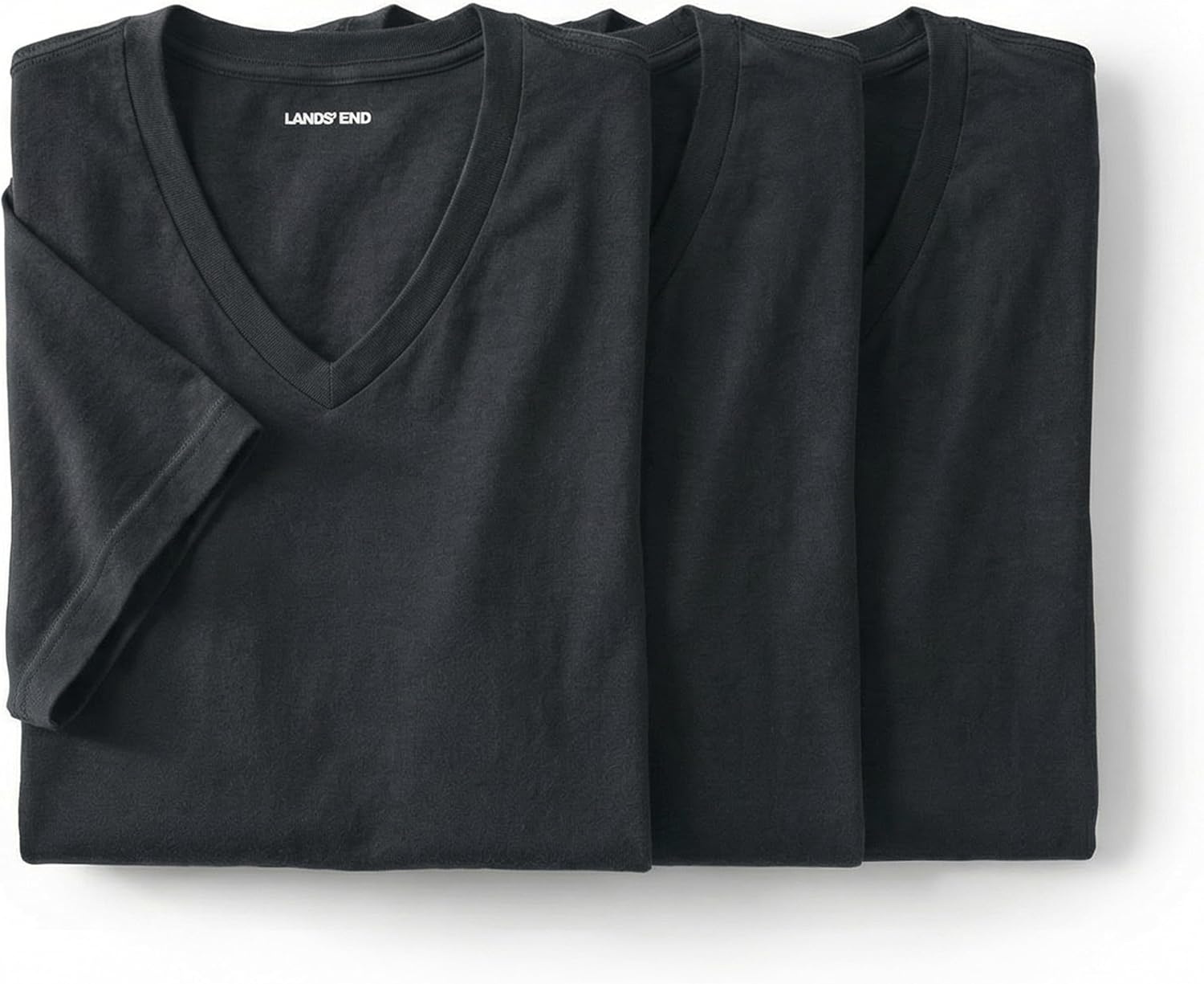 image:imageLands End Mens VNeck TShirt 3 PackBlack