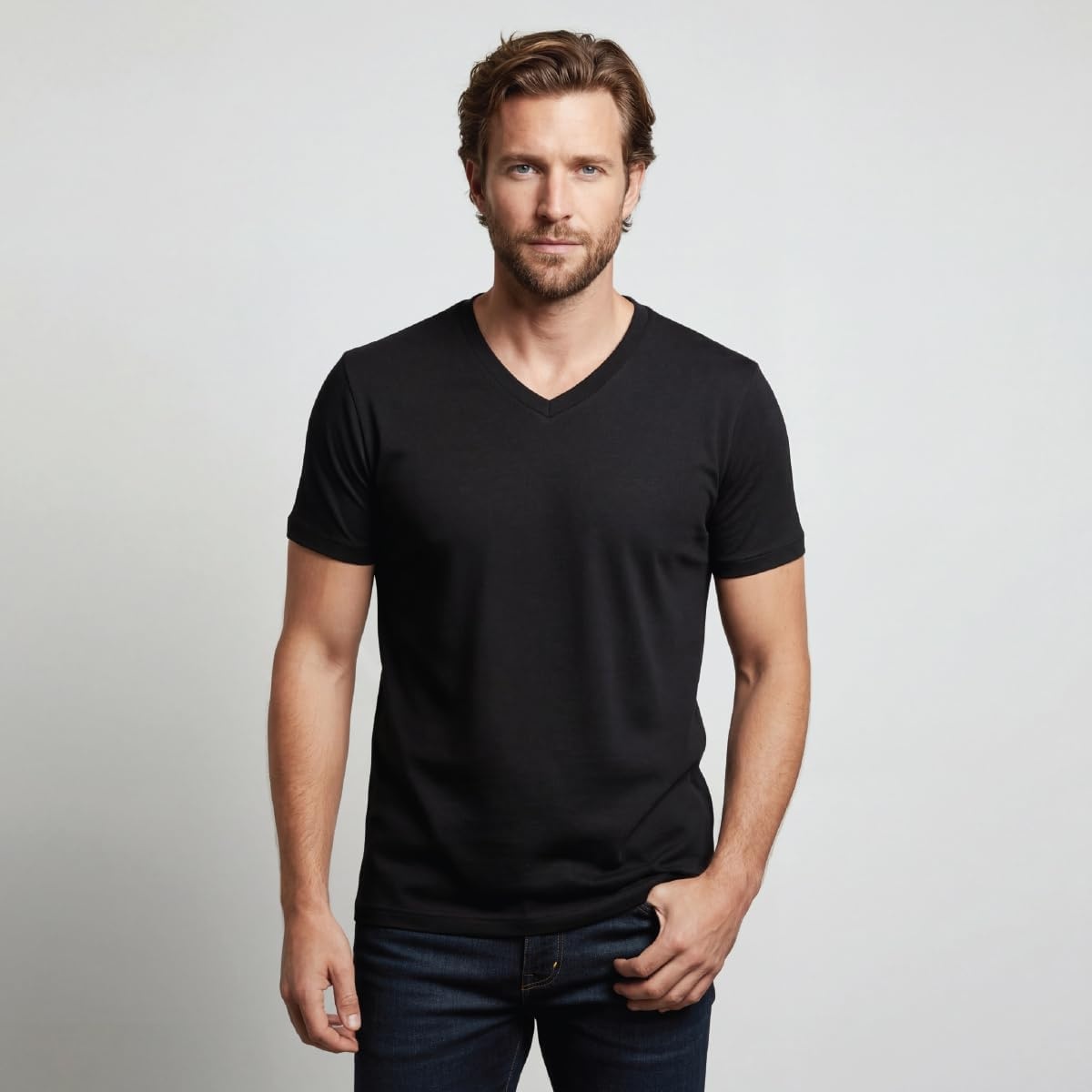 image:imageLands End Mens VNeck TShirt 3 PackBlack