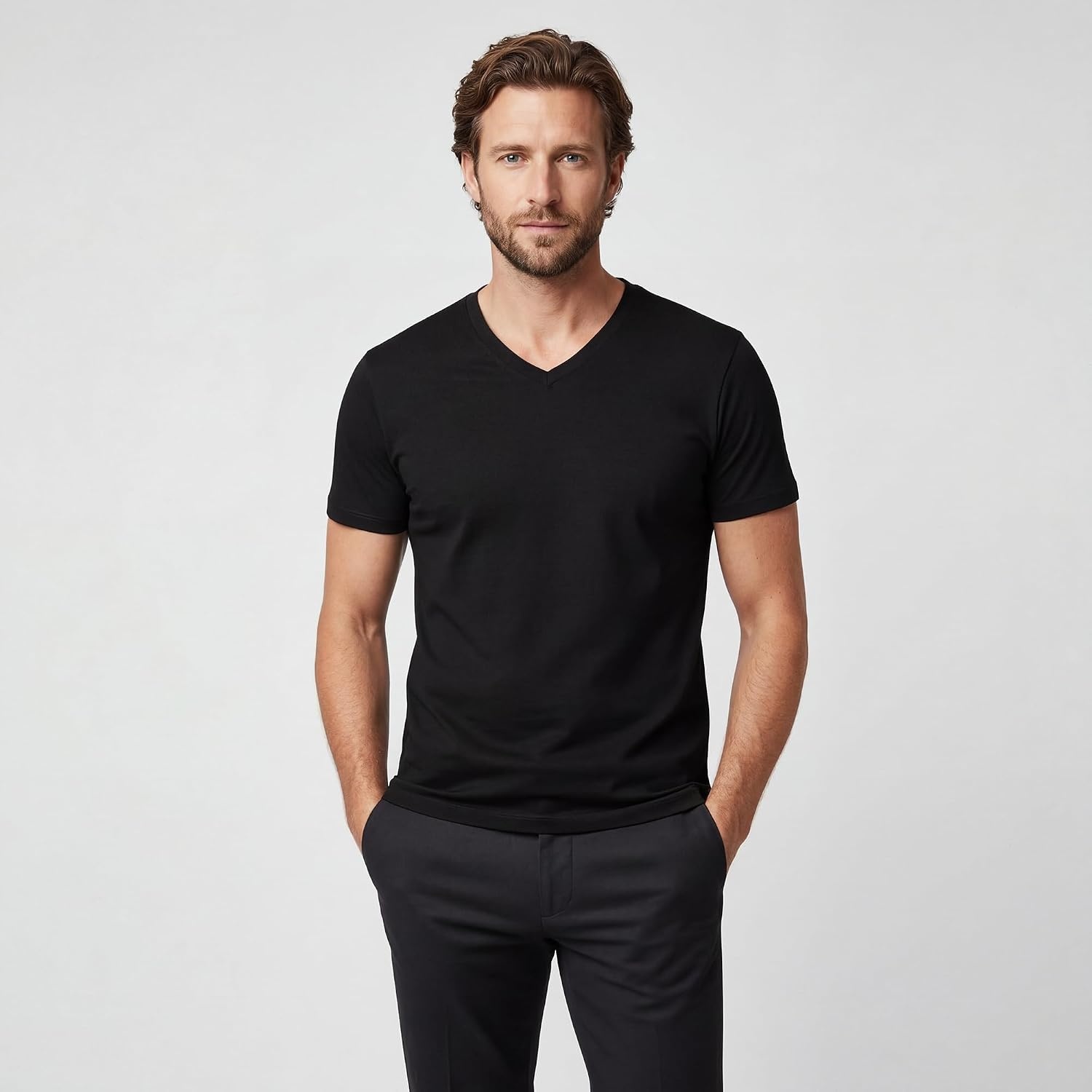 image:imageLands End Mens VNeck TShirt 3 PackBlack