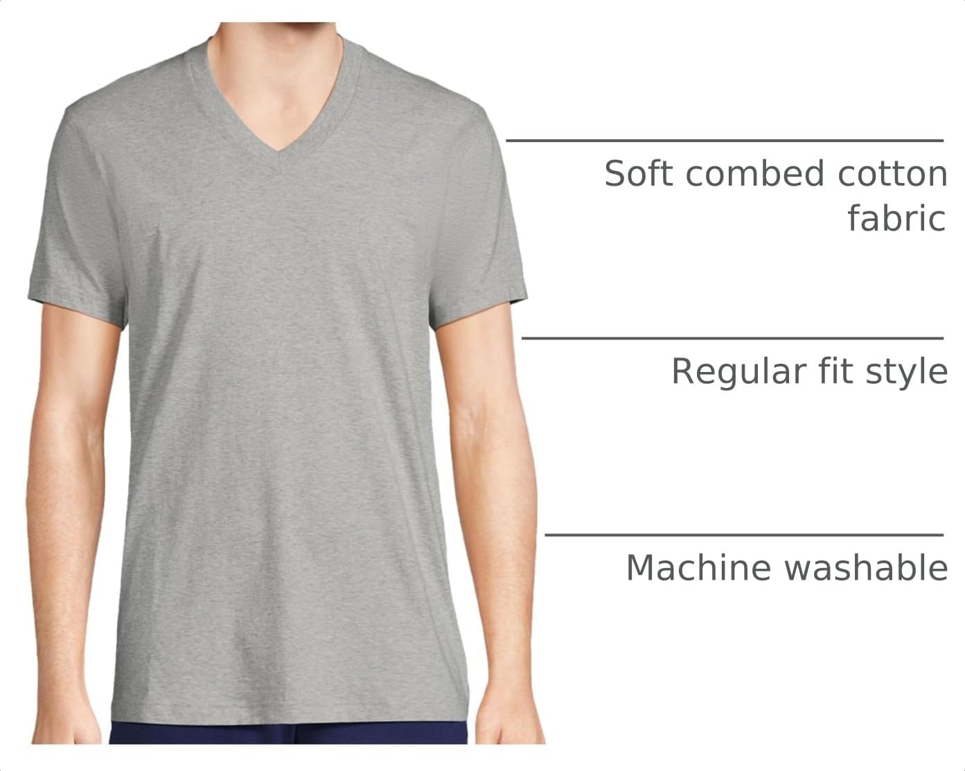 image:imageLands End Mens VNeck TShirt 3 PackGray Heather