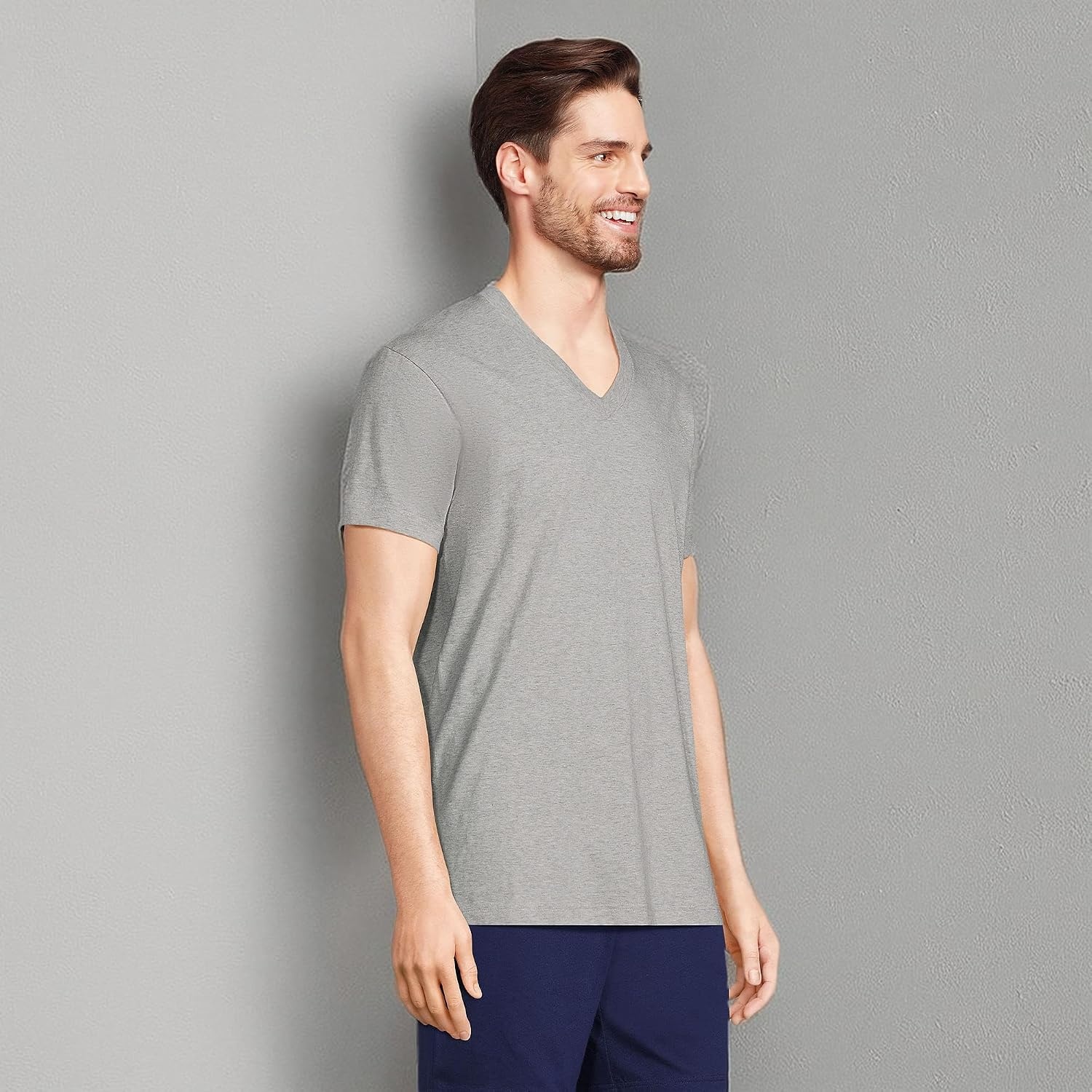 image:imageLands End Mens VNeck TShirt 3 PackGray Heather