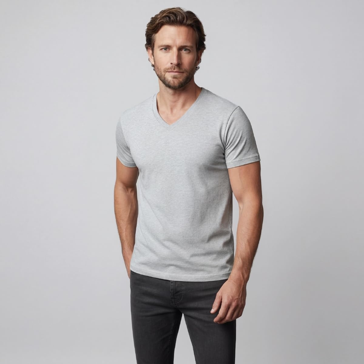 image:imageLands End Mens VNeck TShirt 3 PackGray Heather