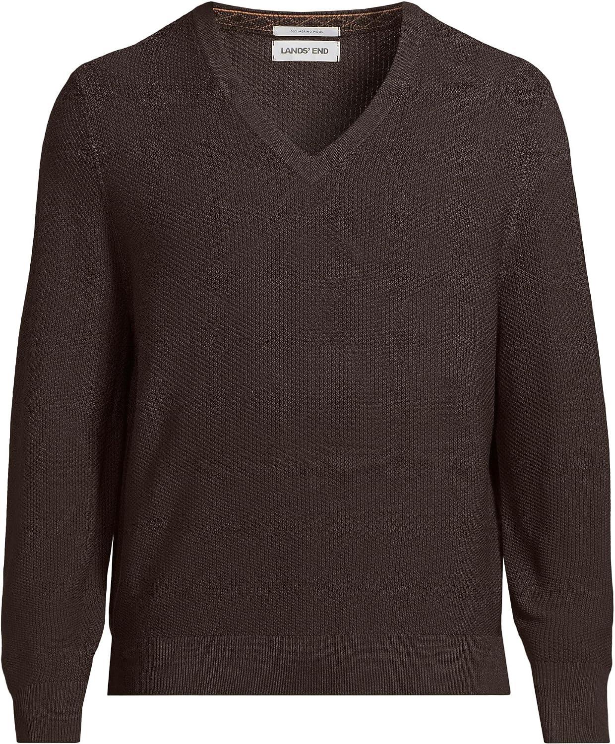 image:imageLands End Mens Washable Merino SweaterRich Coffee