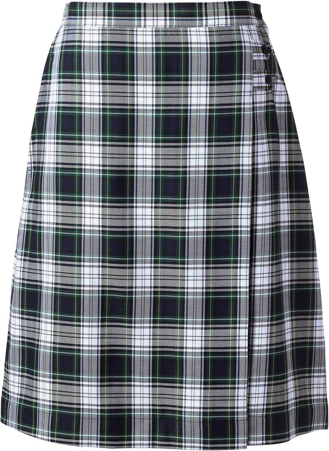 image:imageLands End School Uniform Girls Solid Aline Skirt Below the KneeWhite Plaid