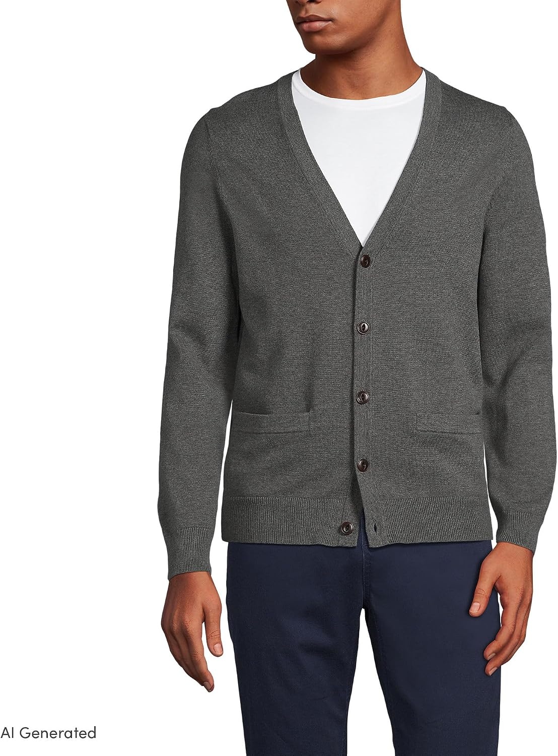 image:imageMens Fine Gauge Cotton CardiganCharcoal Heather