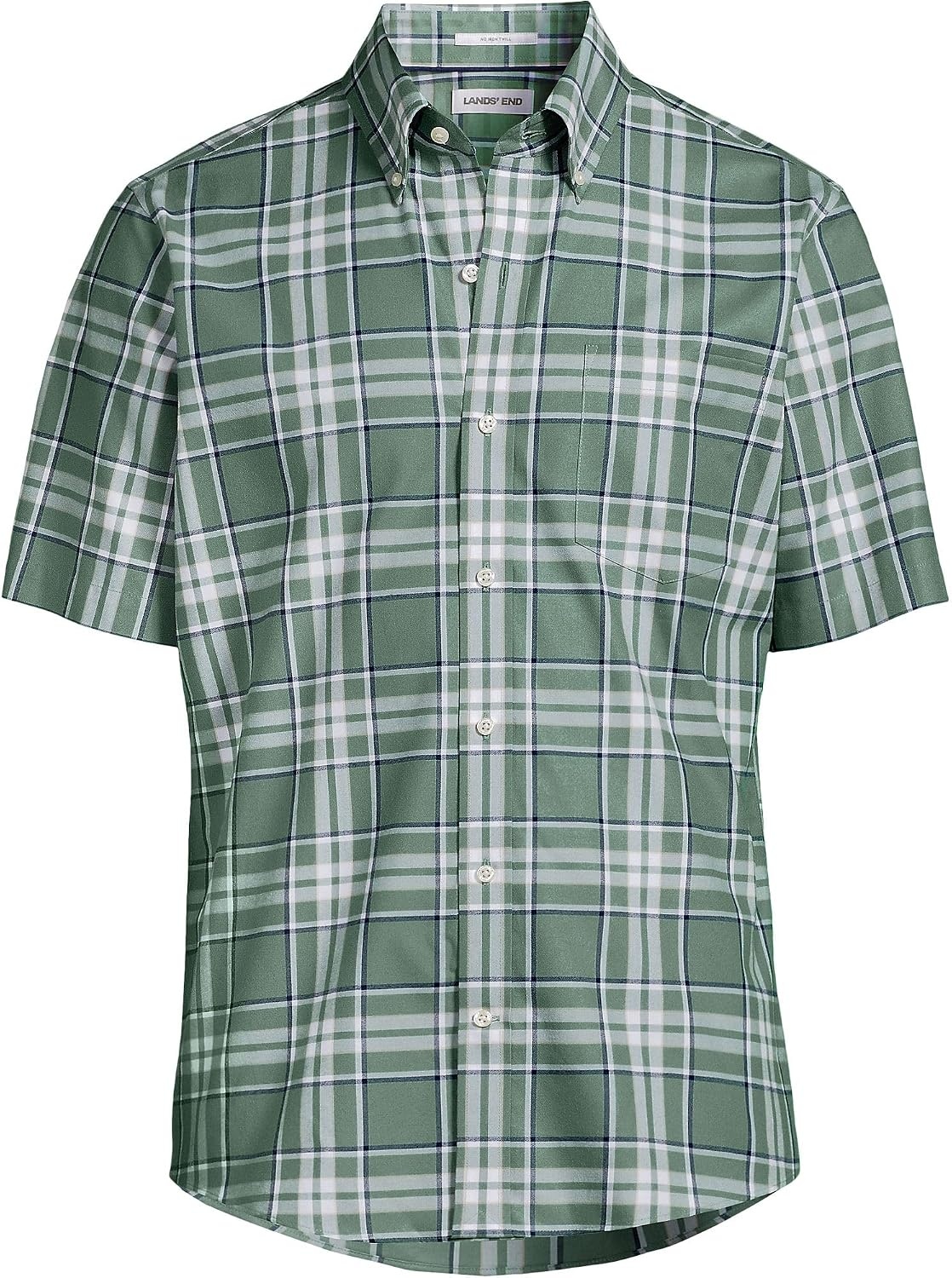 image:imageMens Short Sleeve No Iron Twill ShirtEucalyptusNavy Plaid