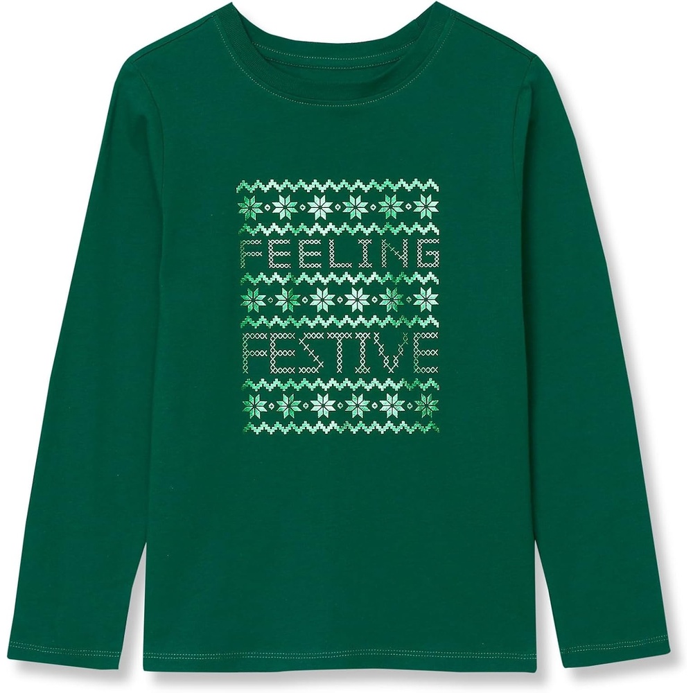 image:imageLands End Boys Graphic T ShirtFoilFeeling FestiveGreen
