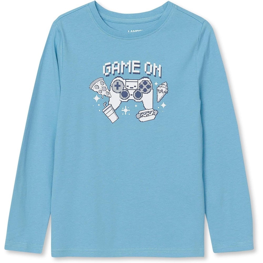 image:imageLands End Boys Graphic T ShirtGame onSteel Blue