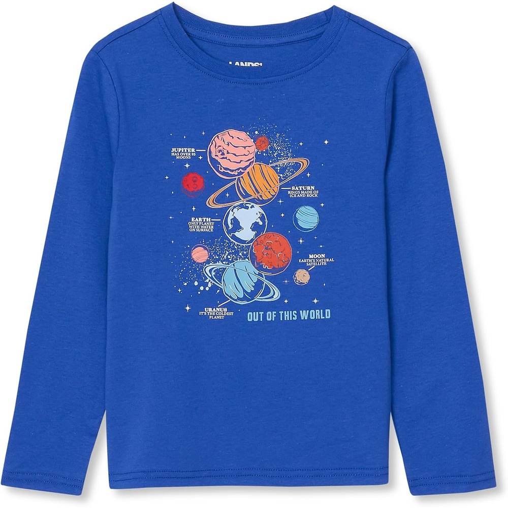 image:imageLands End Boys Graphic T ShirtPlanetsDazzling Blue