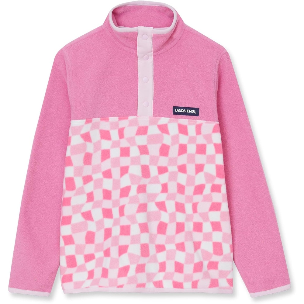 image:imageLands End Kids Fleece Quarter ZipCheckerFuchsia Pink