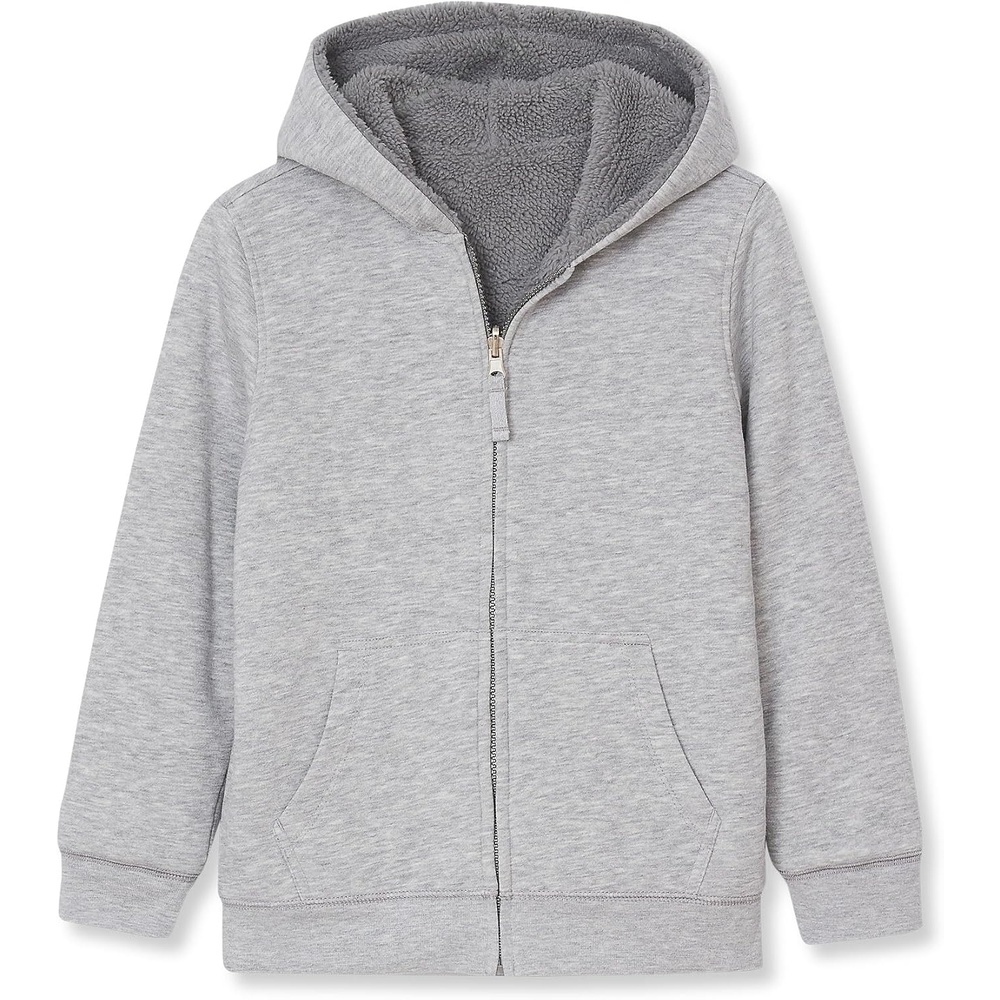 image:imageLands End Kids High Pile Lined Zip HoodieGray HeatherCharcoal